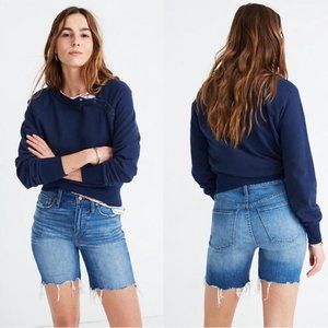 MADEWELL High-Rise Mid-Length Denim Shorts Size 24 NWT New Blue Jean